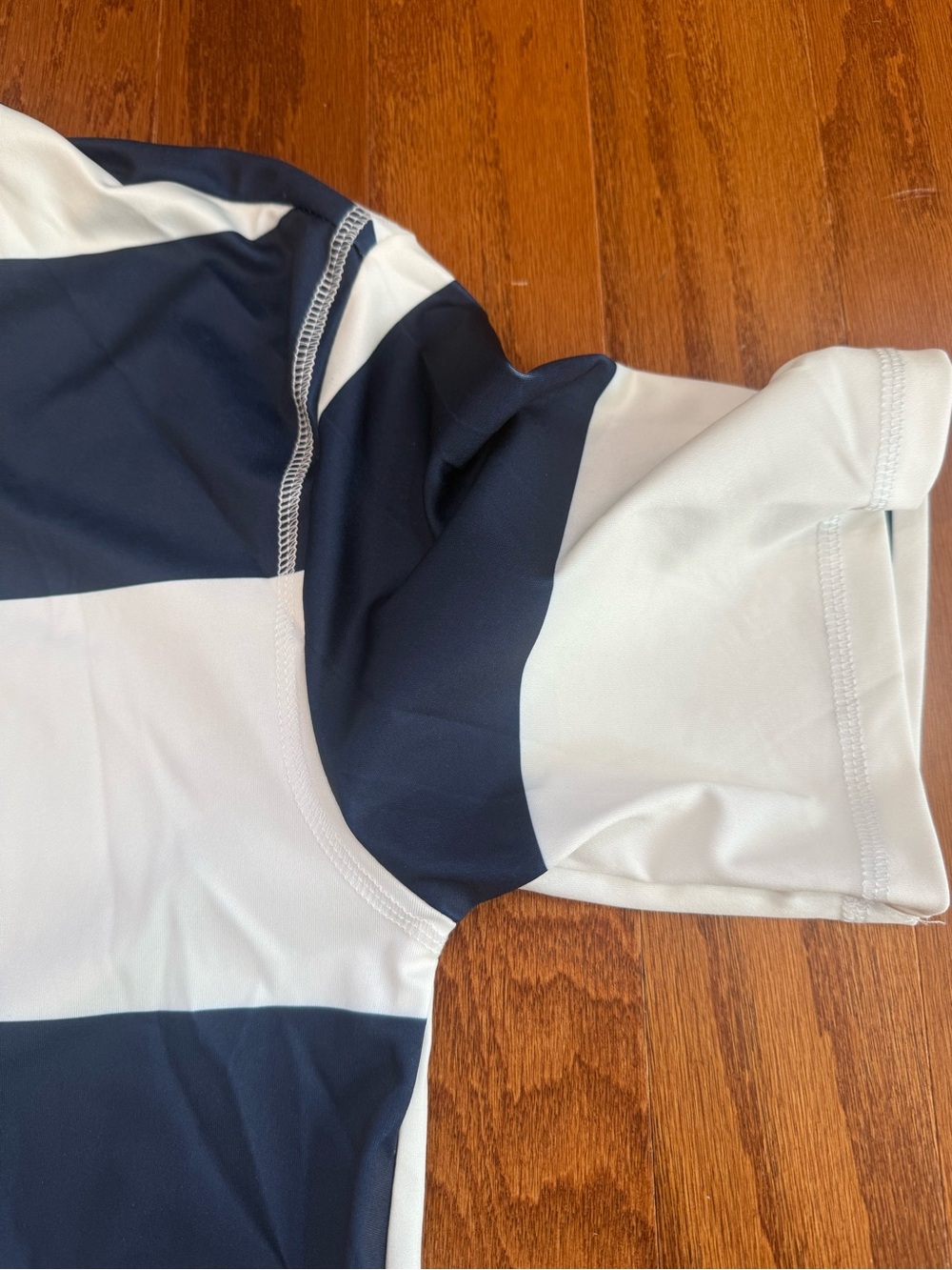 Coastal Navy Stripe Lounge Set Quarter Zip Top & Shorts - Picture 6 of 8